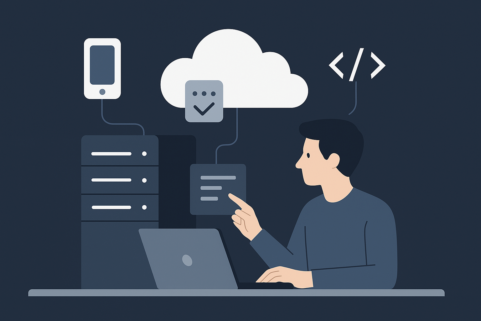 Ilustración de servicios en la nube para desarrolladores